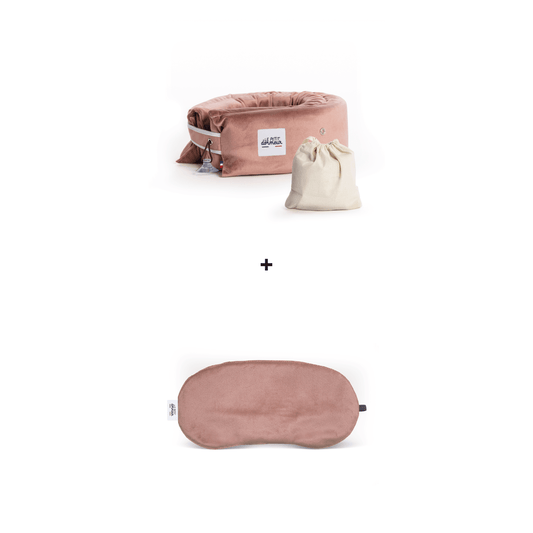 3-in-1 Travel Pillow & Sleep Mask Bundle – Adjustable Neck Support & Total Blackout, Made in France – Le Petit Dormeur, Velvet Pink - Gift Sets - Maison Pont
